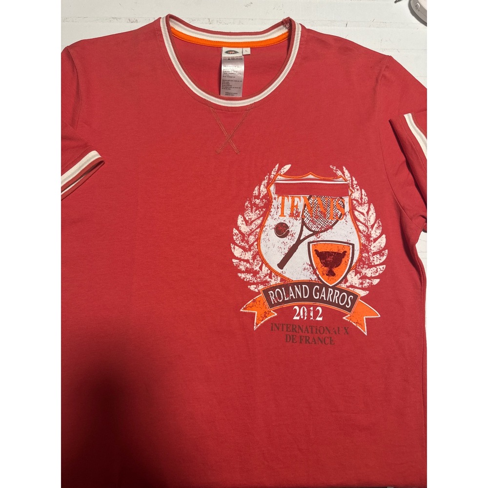 Roland Garros 2012 Tennis Shirt Red Graphic French Open Mens L Rare Sport